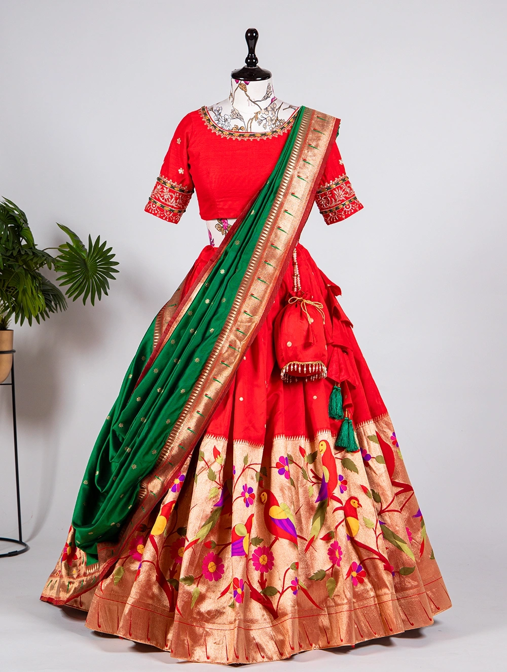 Red Paithani Lehenga choli-Red-5