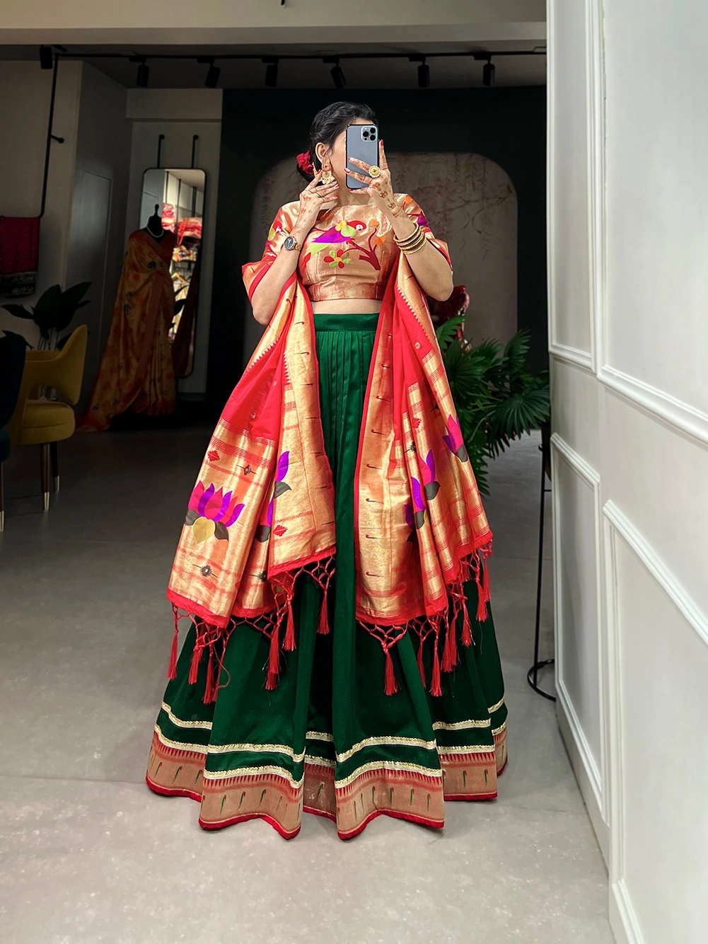 Green Paithani lehenga-NNK120