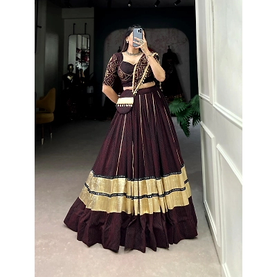OkCloth Bandhej Print Paithani lehenga choli