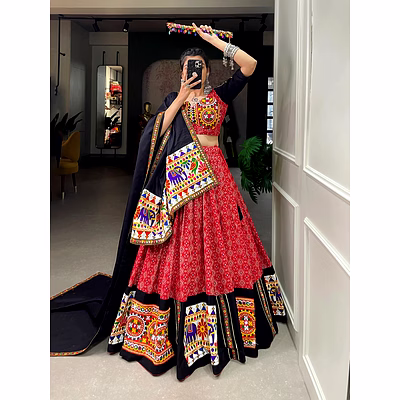 okcloth red paithani lehenga choli nnk131