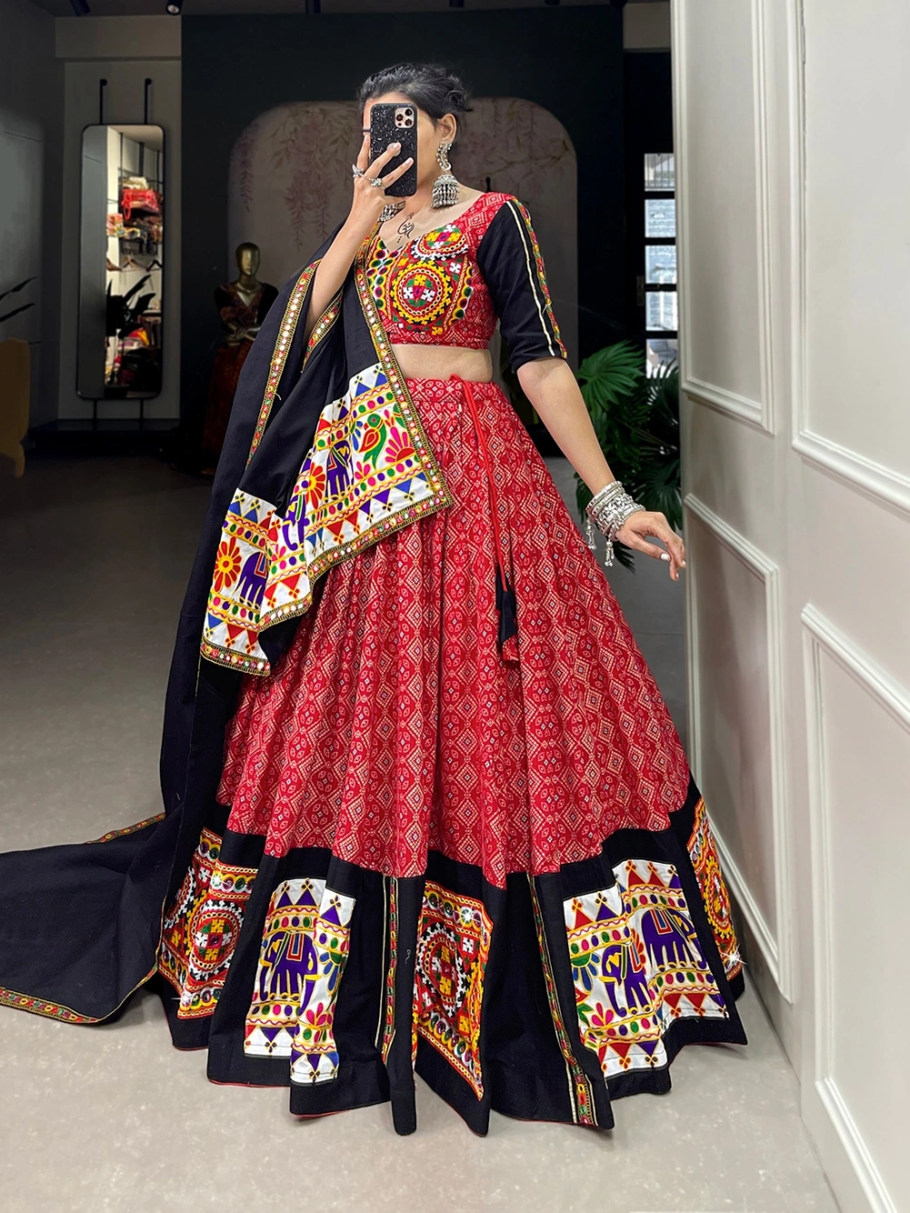 Red Paithani lehenga choli-Red-4