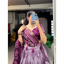 Dot and Ikkat Print With foil work