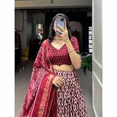 Ikkat Print With Foil Work