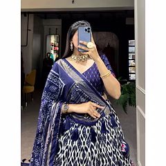 Ikkat Print With Foil Work