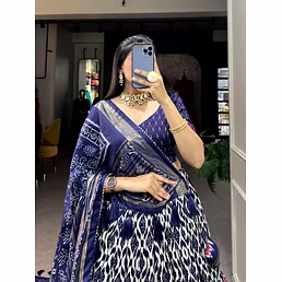 Ikkat Print With Foil Work