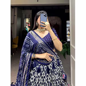 Ikkat Print With Foil Work