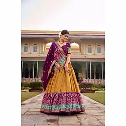 Tussar Silk Printed lehenga choli