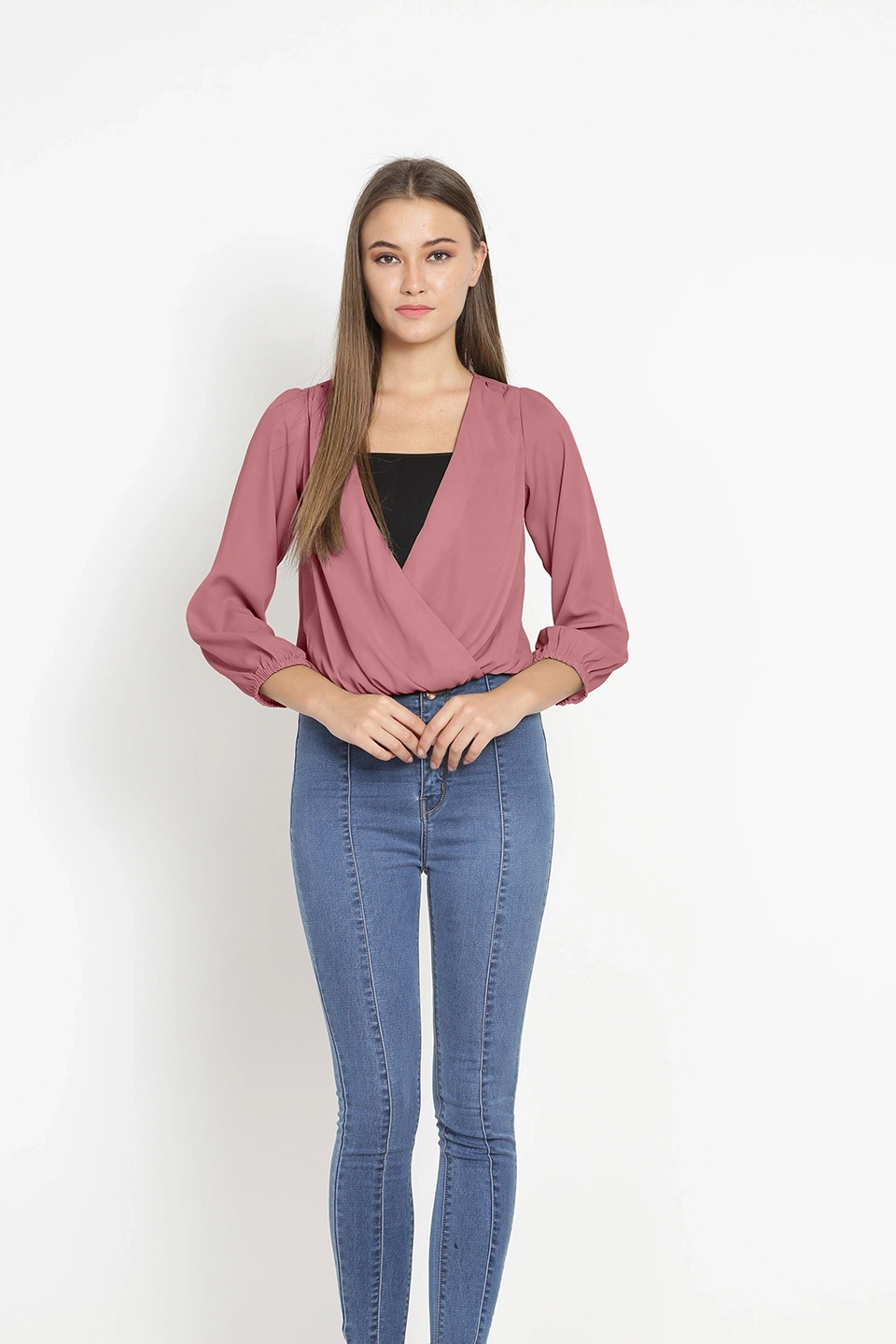 Overlap Shrug Top-Pink-38 (M)-1