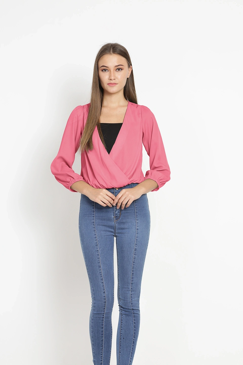 Overlap Shrug Top-Light Pink-38 (M)-1