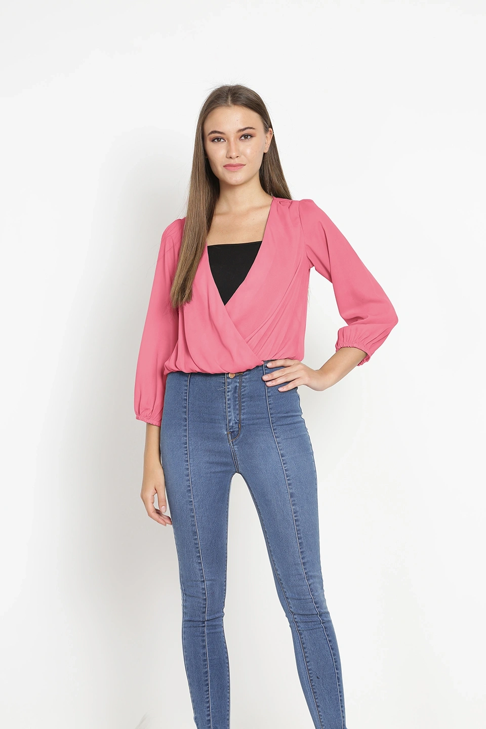 Overlap Shrug Top-Light Pink-38 (M)-2