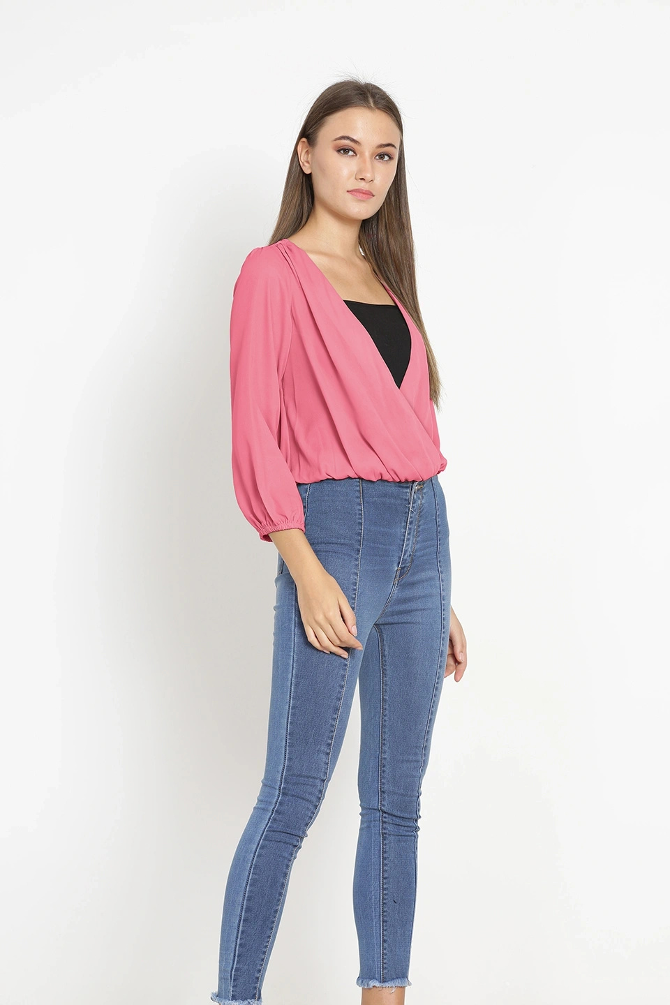 Overlap Shrug Top-Light Pink-38 (M)-4