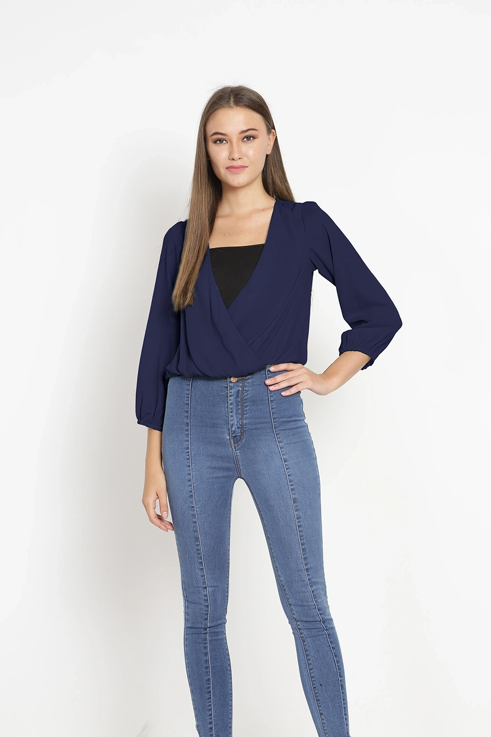 Overlap Shrug Top-Blue-38 (M)-2