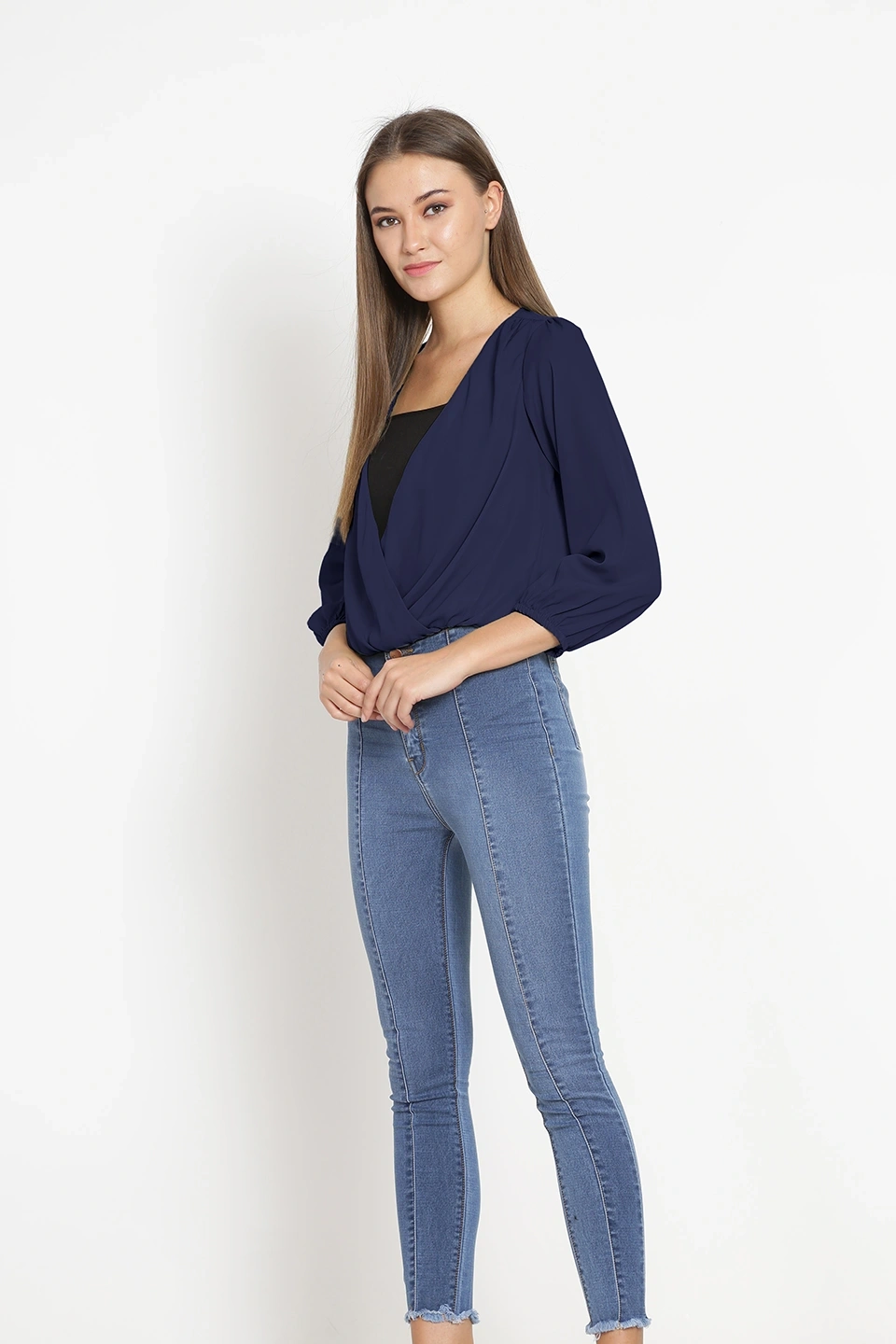 Overlap Shrug Top-Blue-38 (M)-3