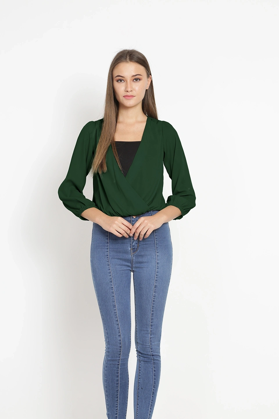 Overlap Shrug Top-Green-38 (M)-1