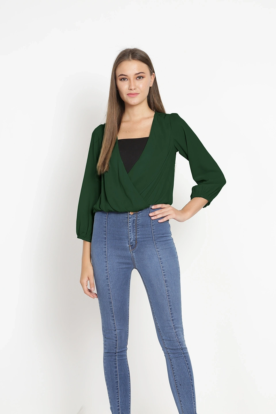 Overlap Shrug Top-Green-38 (M)-2