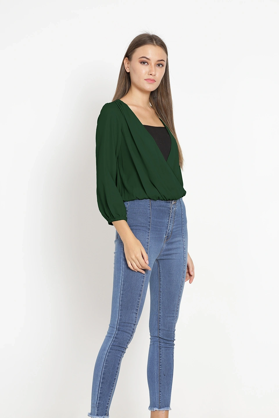 Overlap Shrug Top-Green-38 (M)-3