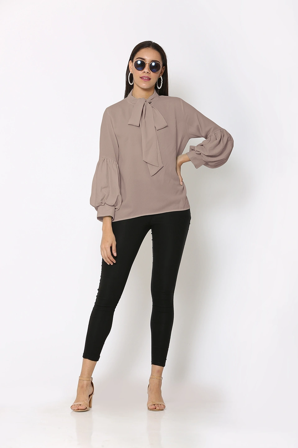 Puff Sleeve Top-Brown-38 (M)-3