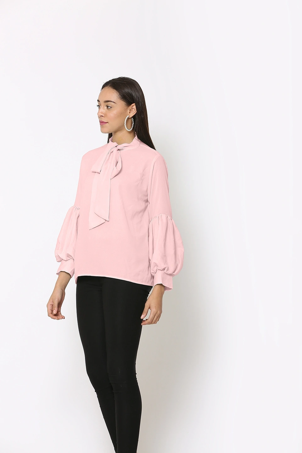 Puff Sleeve Top-Peach-38 (M)-1