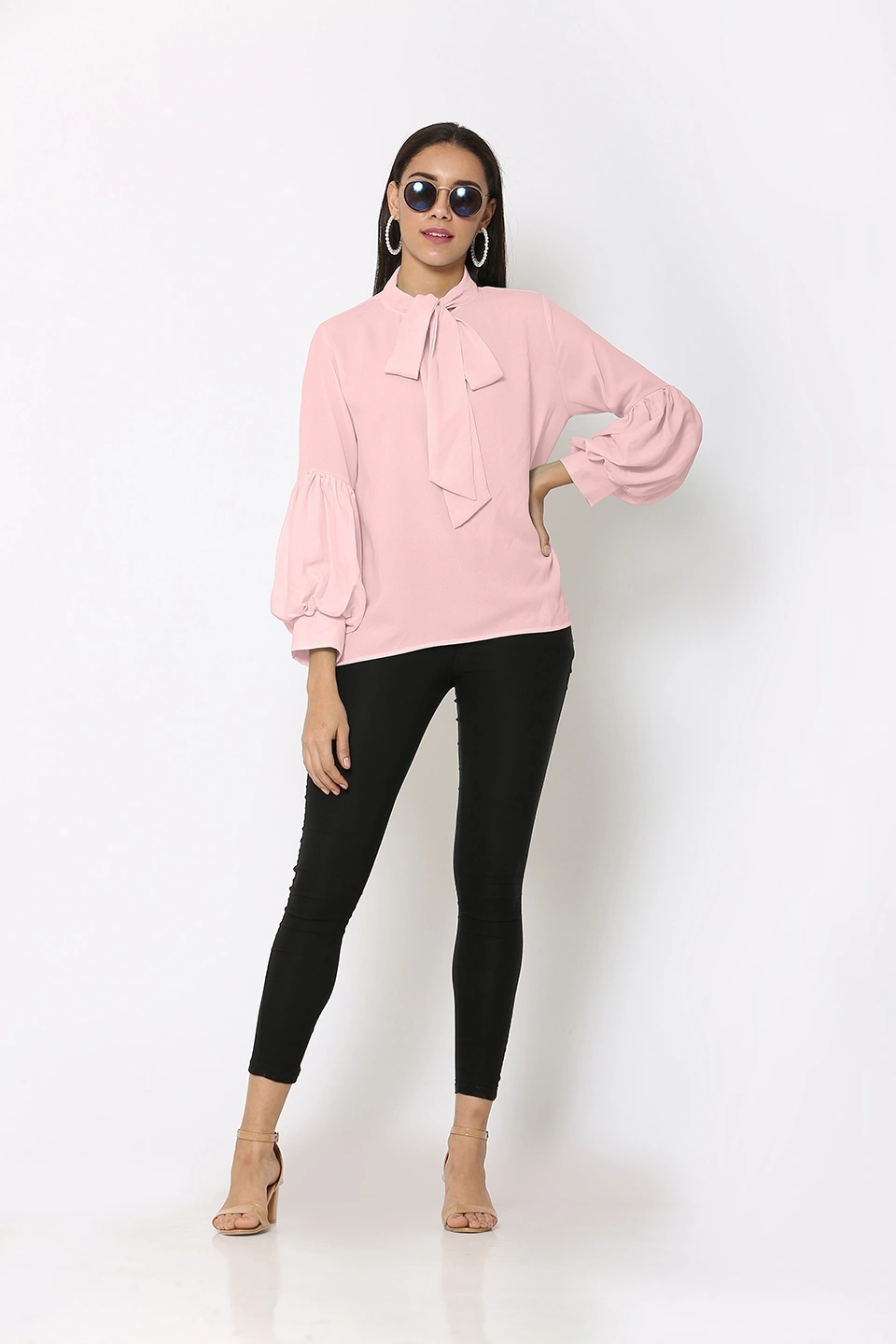 Puff Sleeve Top-Peach-38 (M)-3