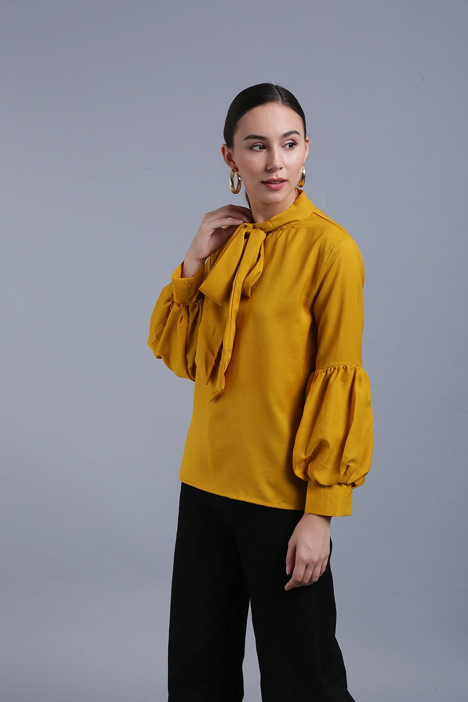 Puff Sleeve Top-Yellow 1-38 (M)-2