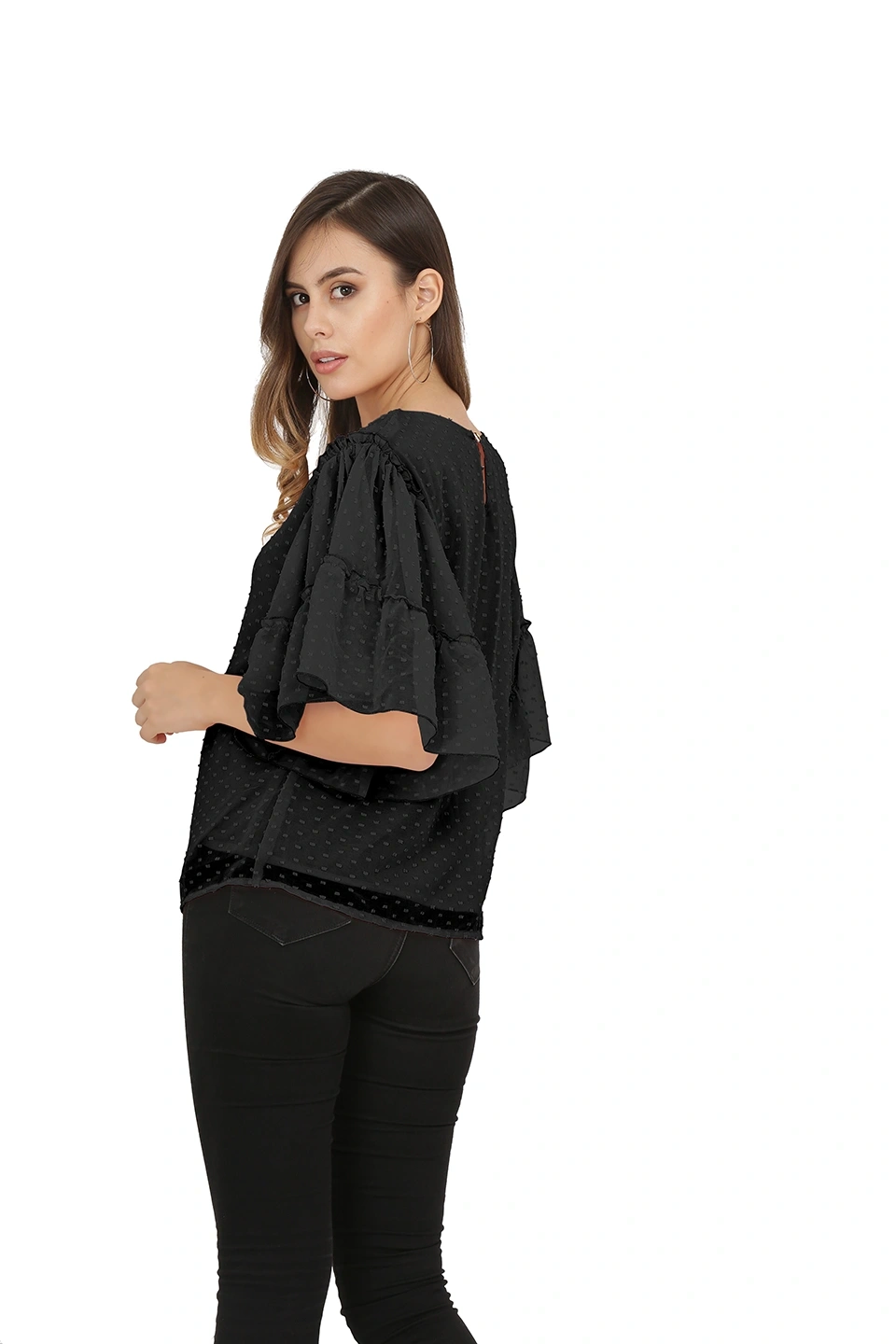 Swiss Sleeve Top-38 (M)-Black-2