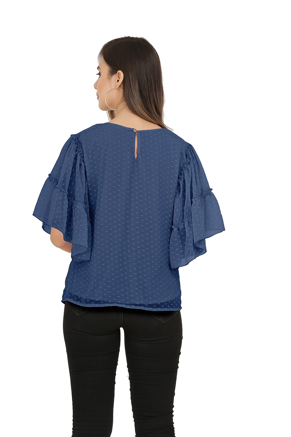 Swiss Sleeve Top-38 (M)-Blue-2