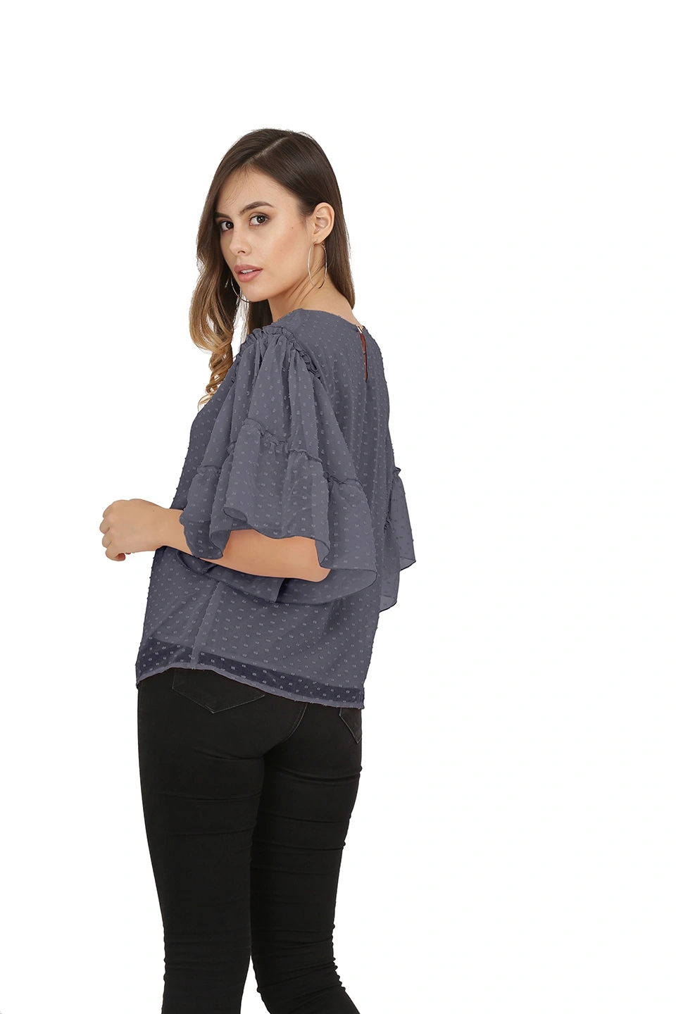 Swiss Sleeve Top-Grey-38 (M)-2