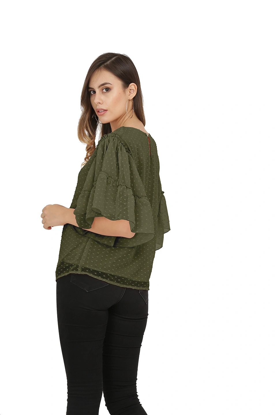 Swiss Sleeve Top-38 (M)-Olive-2