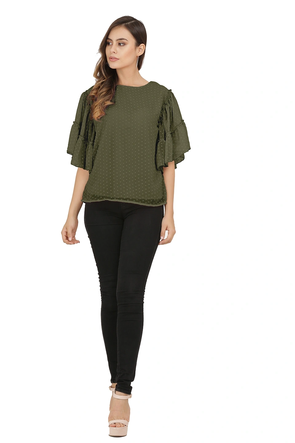 Swiss Sleeve Top-38 (M)-Olive-4