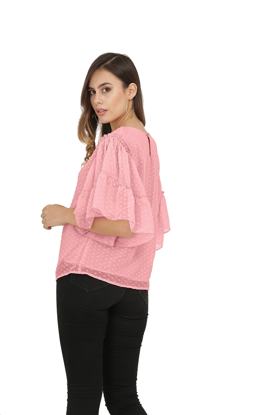 Swiss Sleeve Top-38 (M)-Pink-4