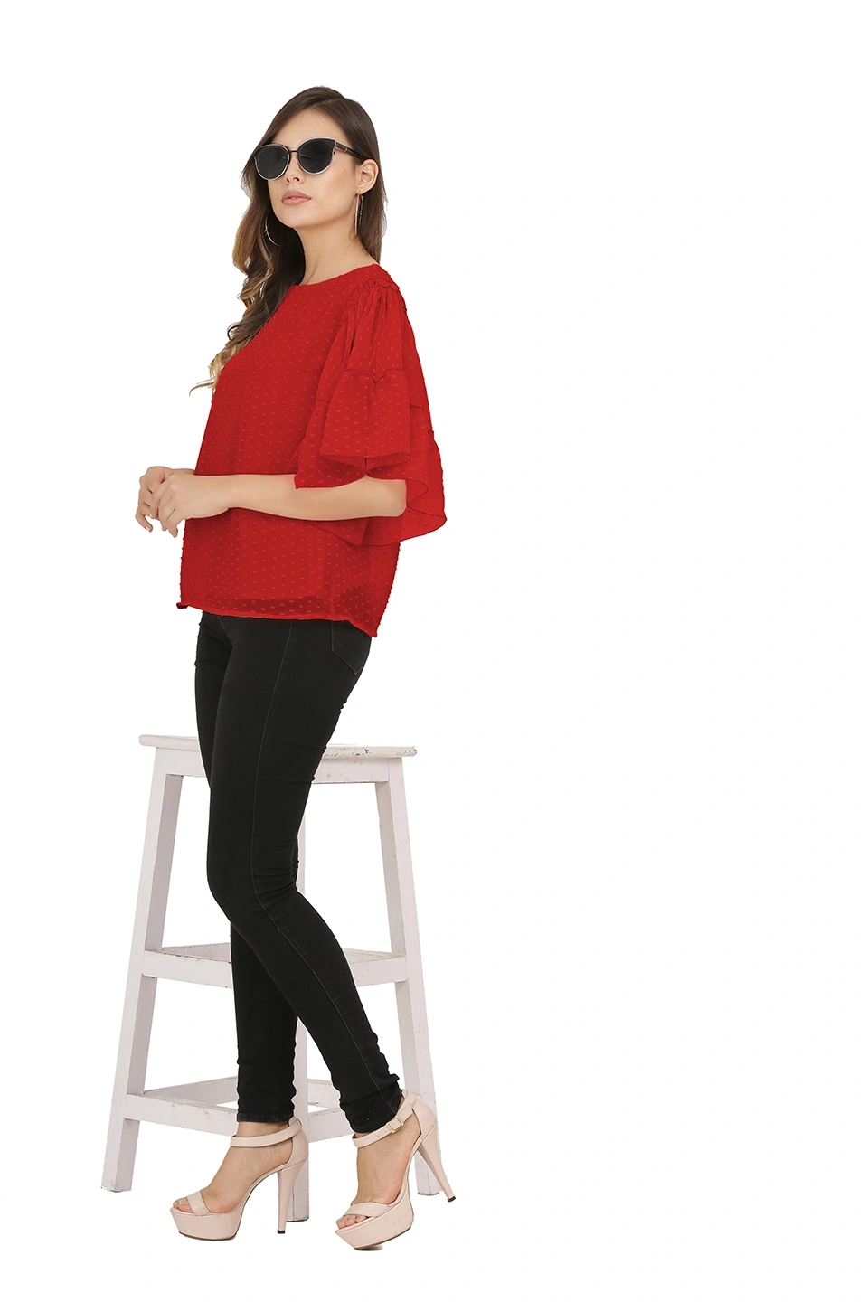 Swiss Sleeve Top-Red-38 (M)-1