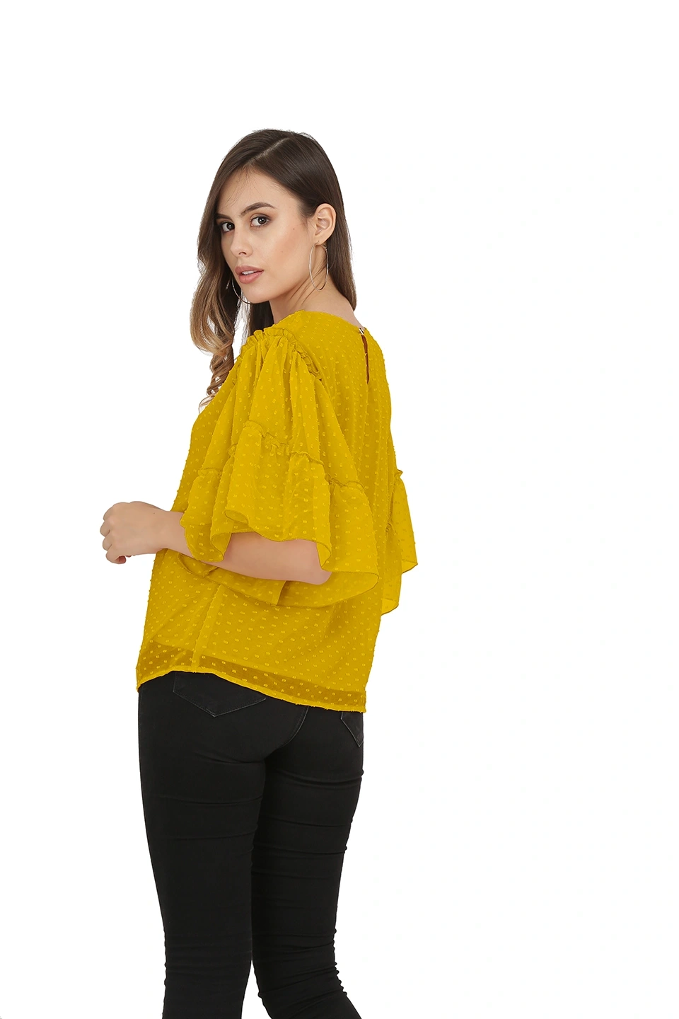 Swiss Sleeve Top-38 (M)-Yellow-4