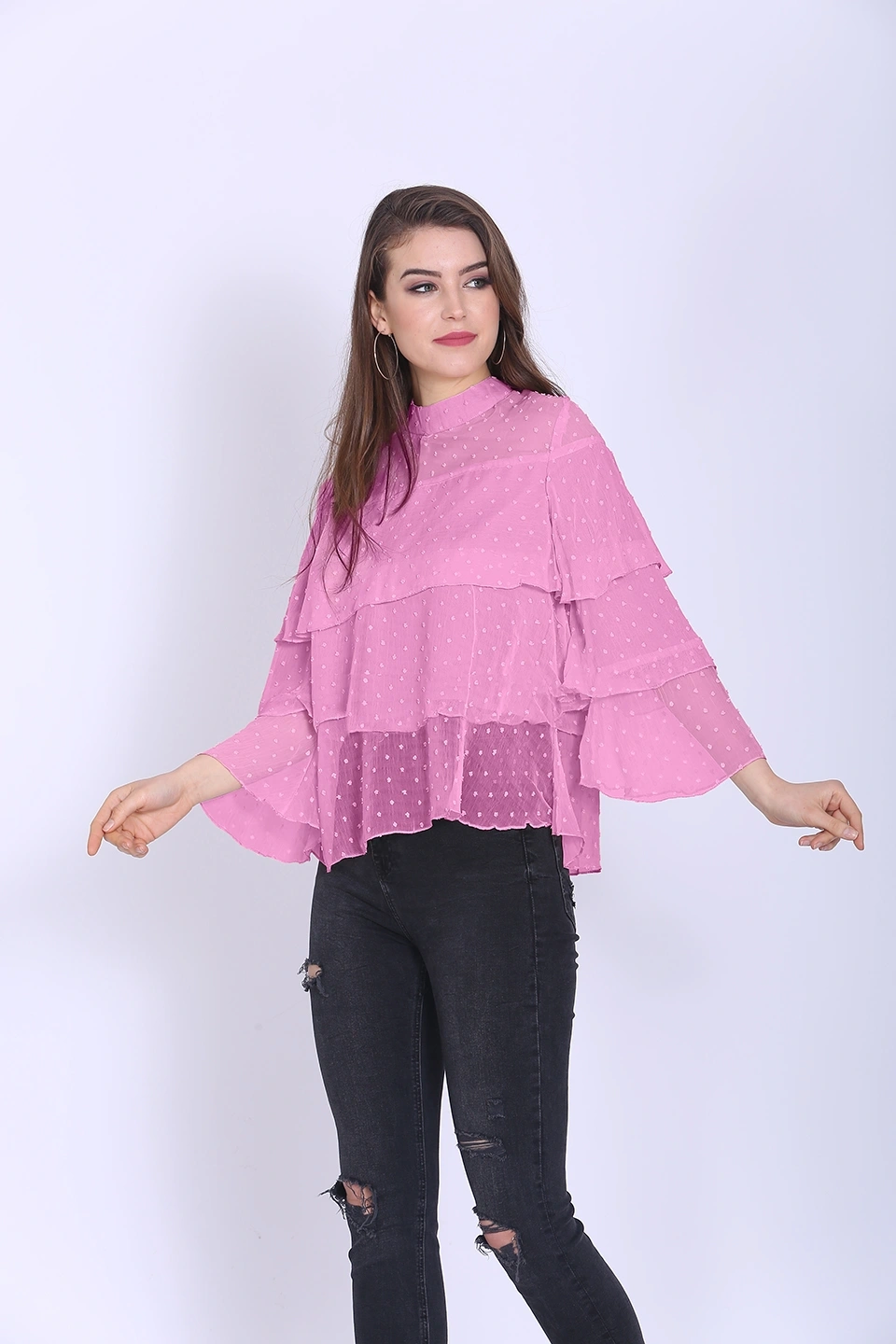 Valentino Ruffle Top-38 (M)-Pink-1