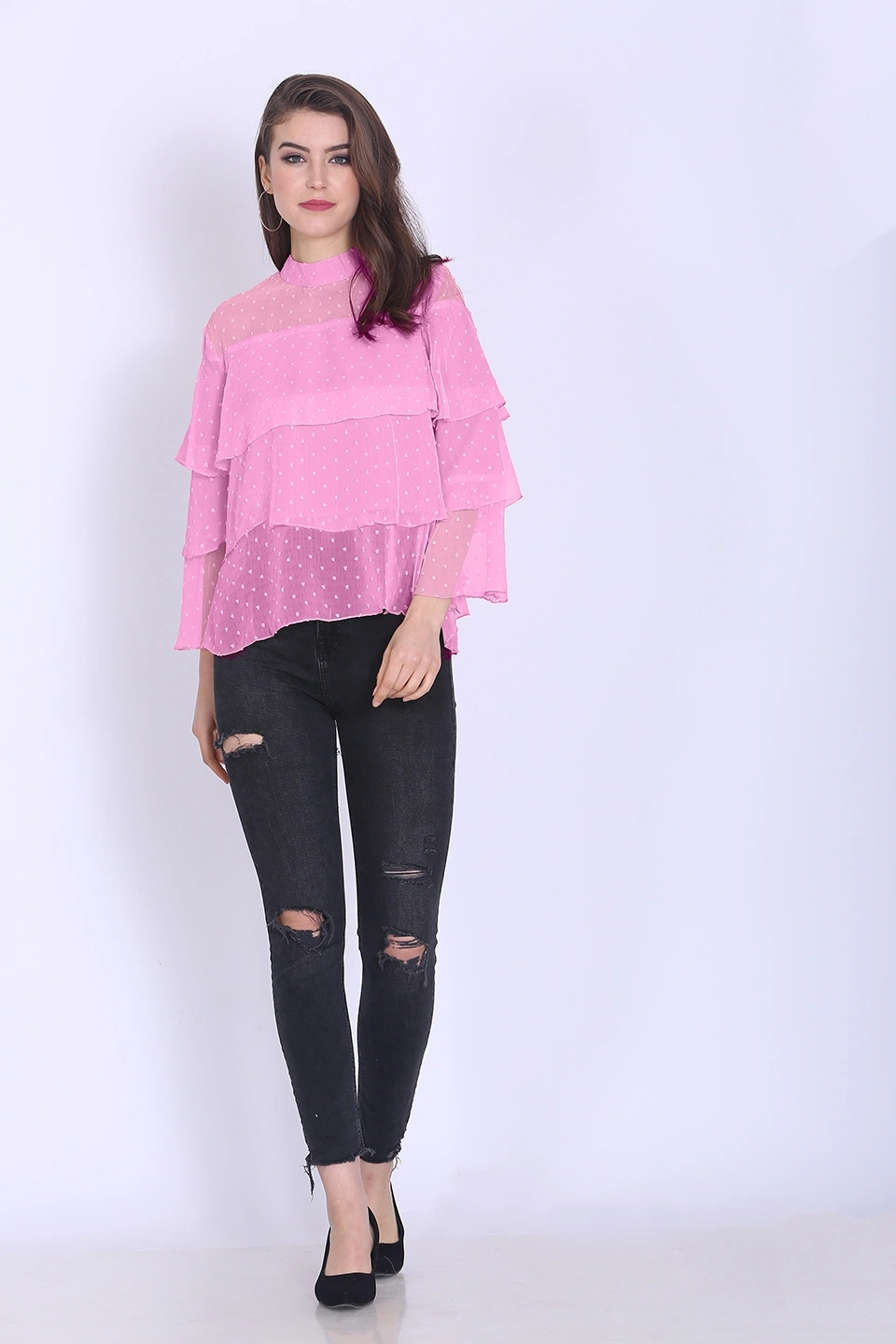 Valentino Ruffle Top-38 (M)-Pink-3