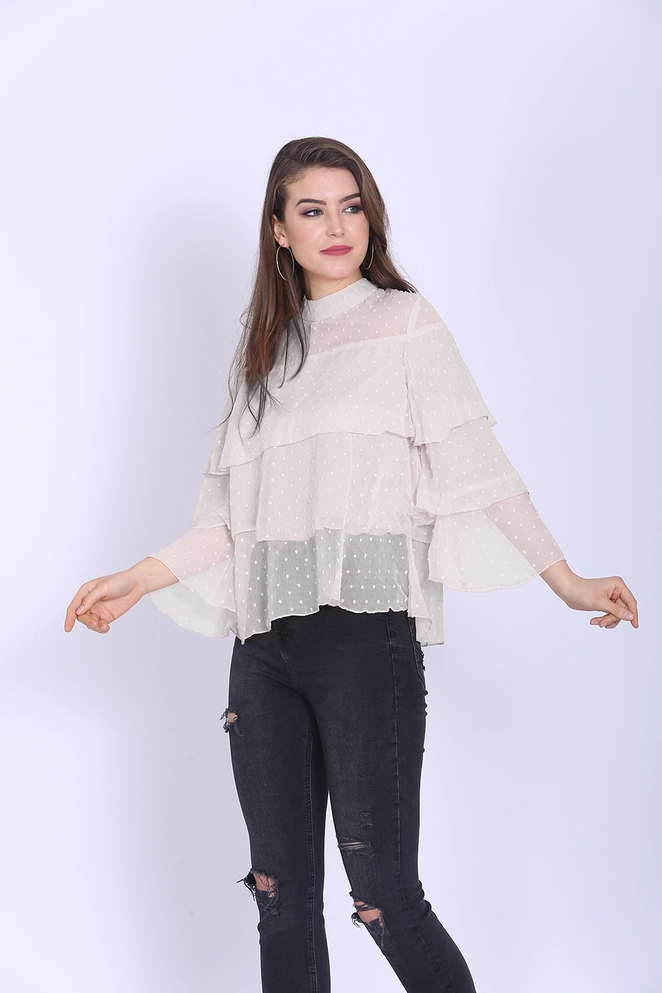 Valentino Ruffle Top-38 (M)-Off White-1