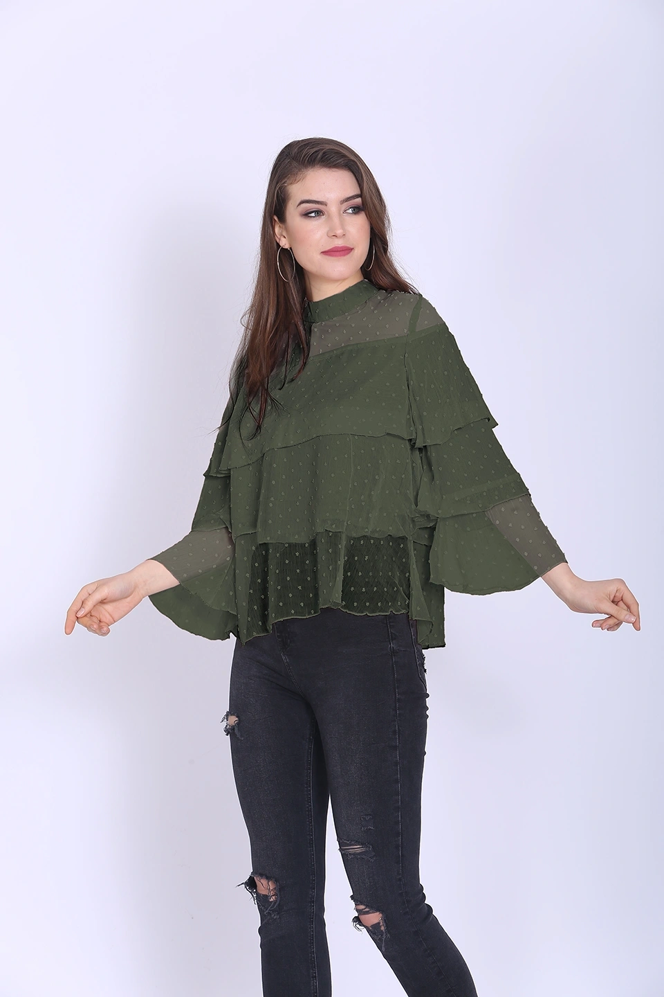 Valentino Ruffle Top-38 (M)-Olive-1