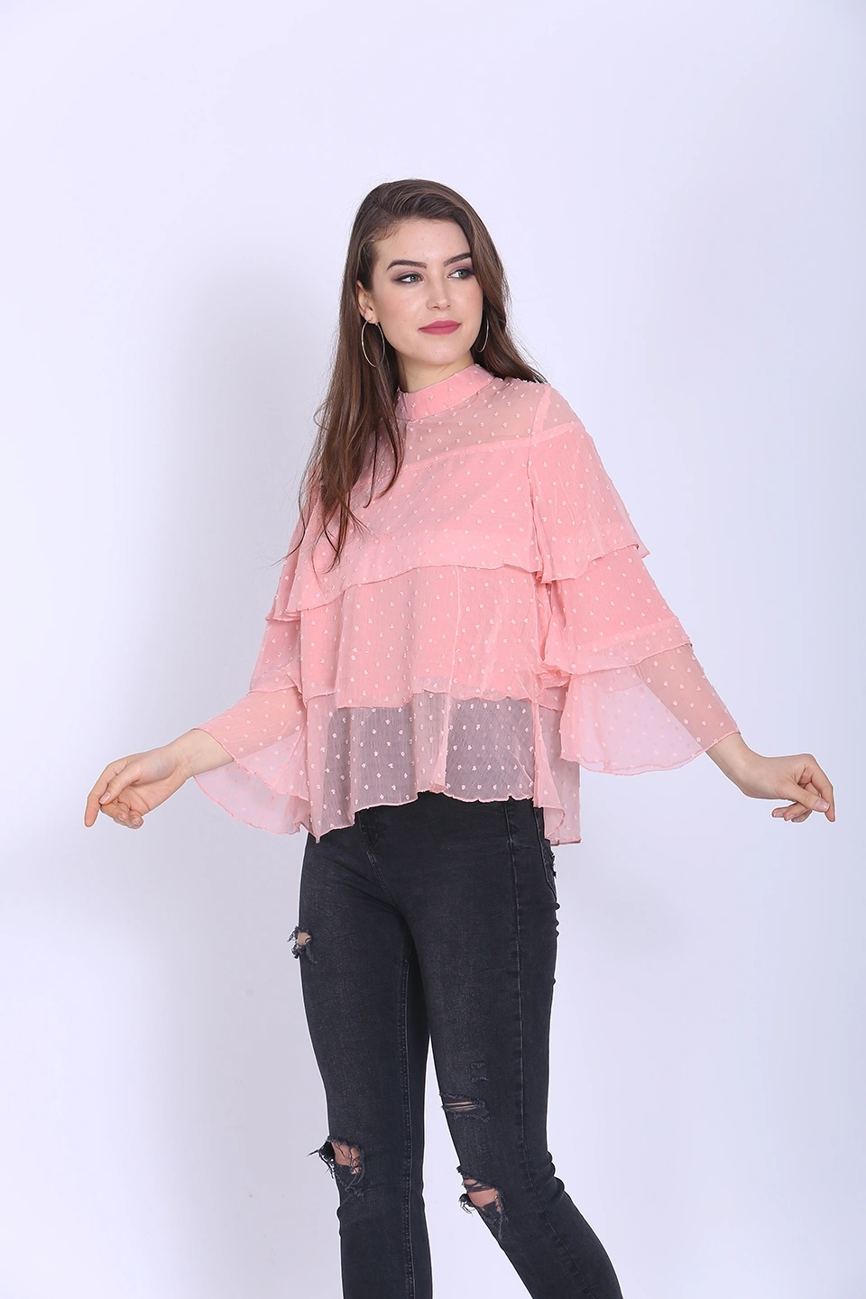 Valentino Ruffle Top-Peach-38 (M)-1