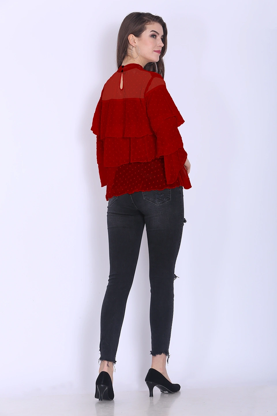 Valentino Ruffle Top-38 (M)-Red-2