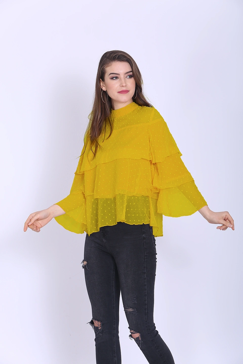 Valentino Ruffle Top-38 (M)-Yellow-1