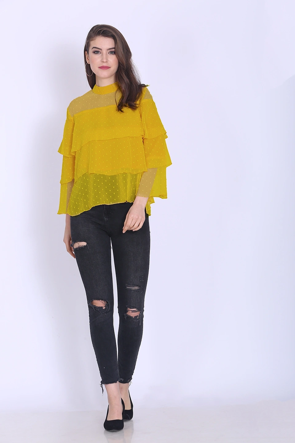 Valentino Ruffle Top-38 (M)-Yellow-2