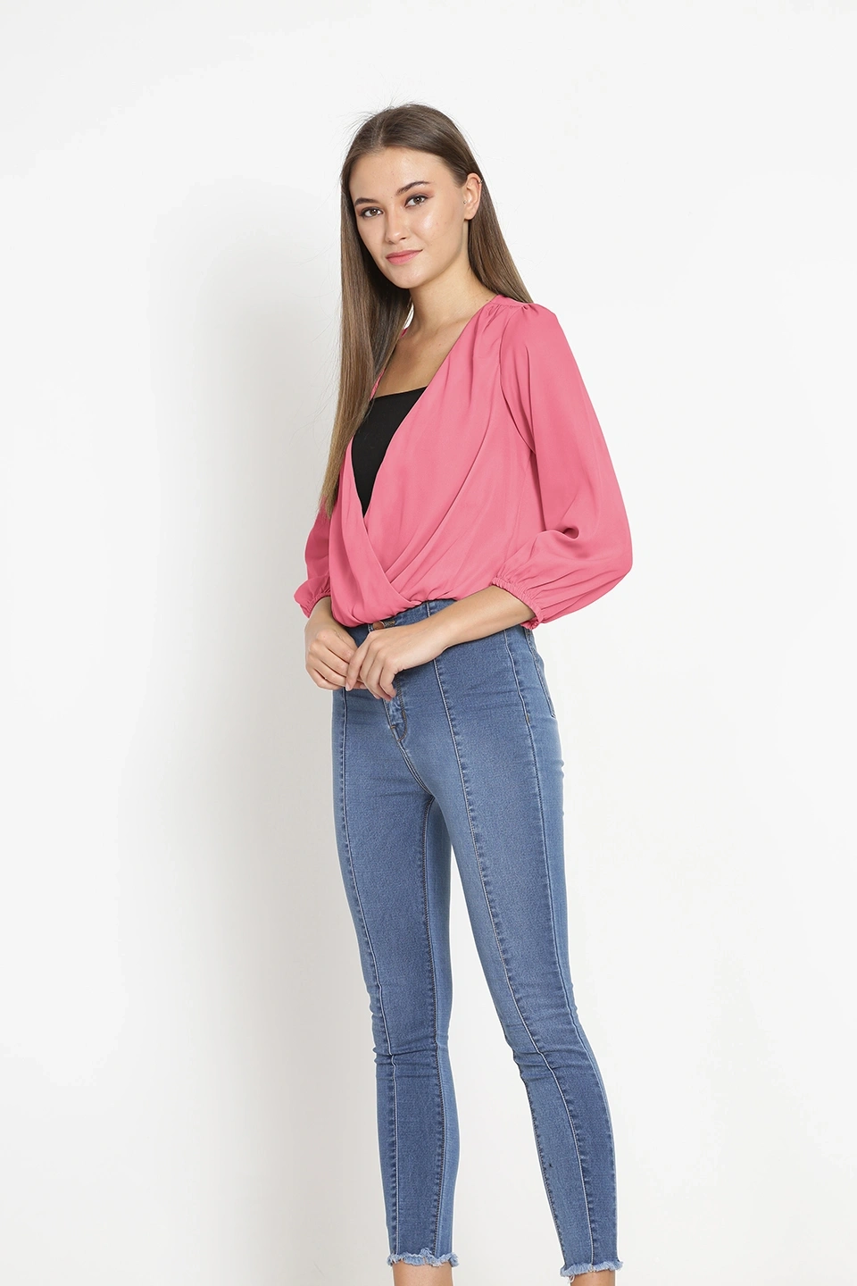 Overlap Shrug Top-Light Pink-40 (L)-3