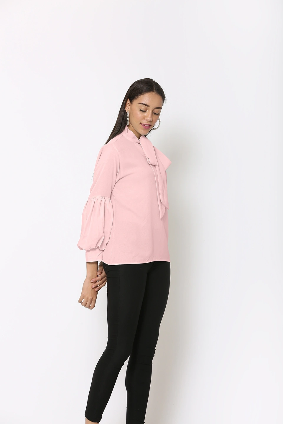 Puff Sleeve Top-Peach-40 (L)-2