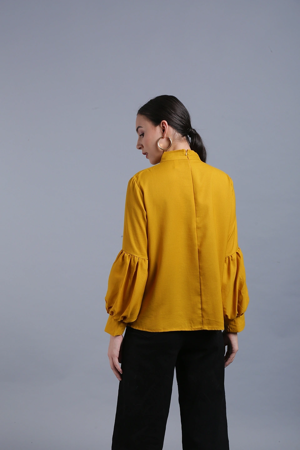 Puff Sleeve Top-Yellow 1-40 (L)-3