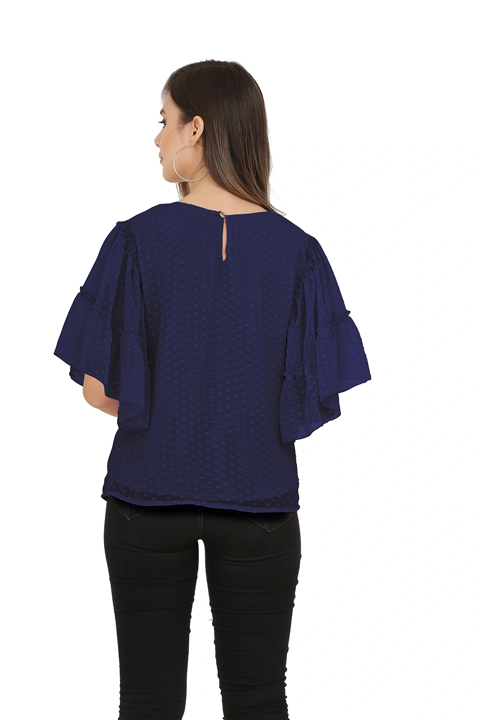 Swiss Sleeve Top-40 (L)-Nave Blue-2