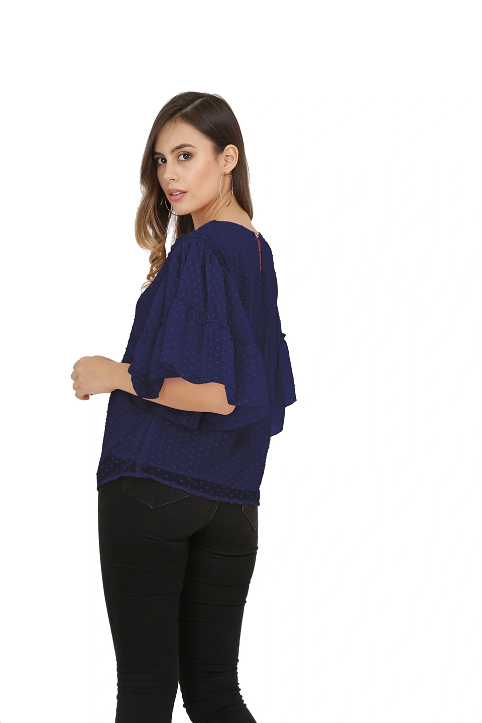 Swiss Sleeve Top-40 (L)-Nave Blue-3