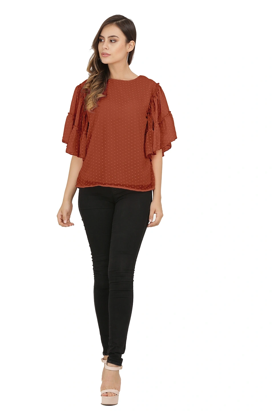 Swiss Sleeve Top-Copper-42 (XL)-3