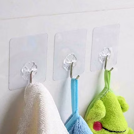 MULTIPURPOSE STRONG SMALL STAINLESS STEEL ADHESIVE WALL HOOKS-1