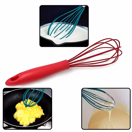 MANUAL WHISK MIXER SILICONE WHISK, CREAM WHISK, FLOUR MIXER, ROTARY EGG MIXER, KITCHEN BAKING TOOL.-2