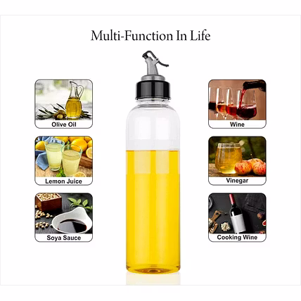 1LTR OIL DISPENSERWITH LID - CLEAR, DRIP FREE SPOUT, CONTROLLED USE-2