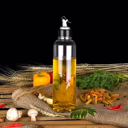 1LTR OIL DISPENSERWITH LID - CLEAR, DRIP FREE SPOUT, CONTROLLED USE-3